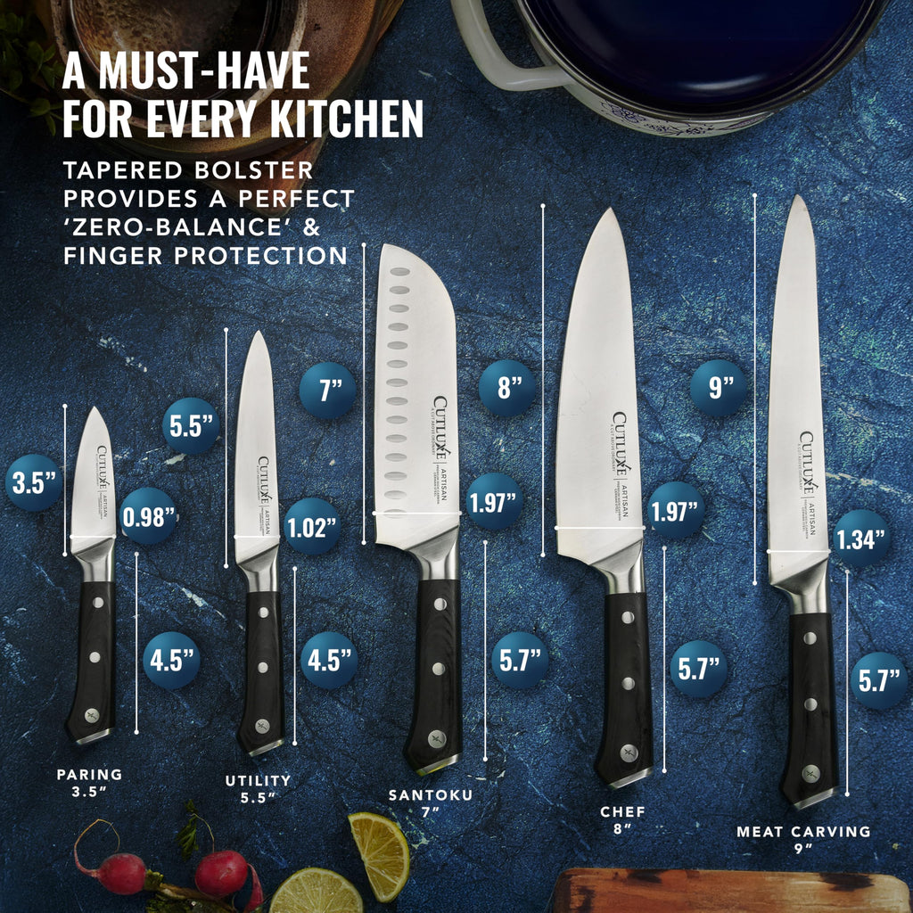 Cutluxe Kitchen Knives, 5-Piece Chef Knife Set – Razor Sharp German Steel
