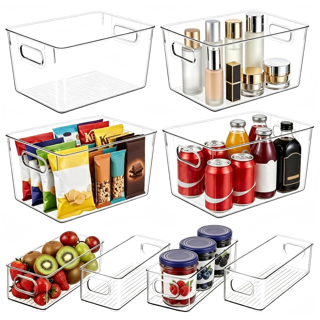 Joymeezo 6 Pack Clear Plastic Storage Bins, Kitchen&Pantry Organizer Large