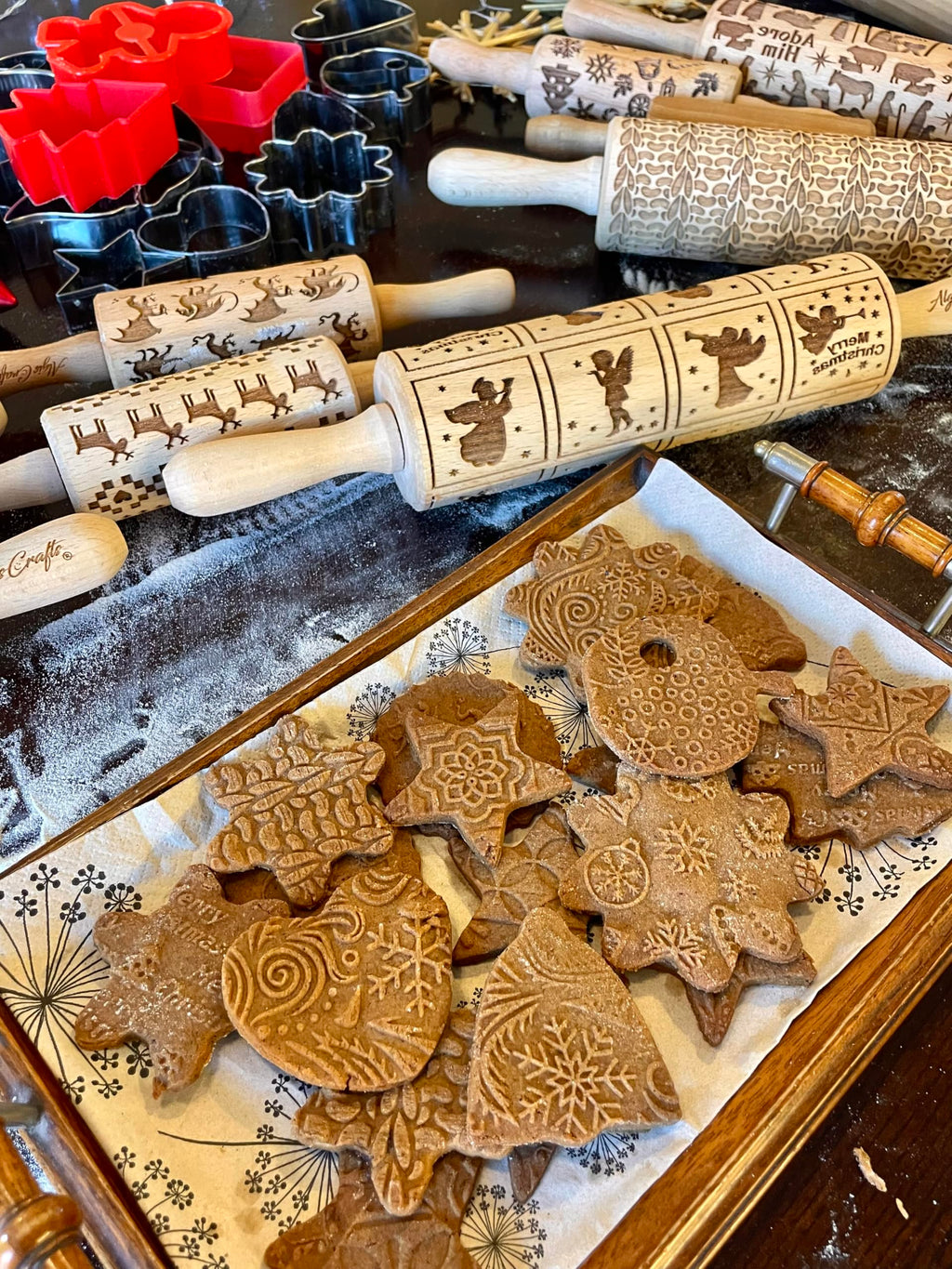 IRISH CLOVER KNOT Embossing Rolling Pin. Dough Roller with Shamrock Pattern for Homemade Cookies and Pottery by Algis Crafts
