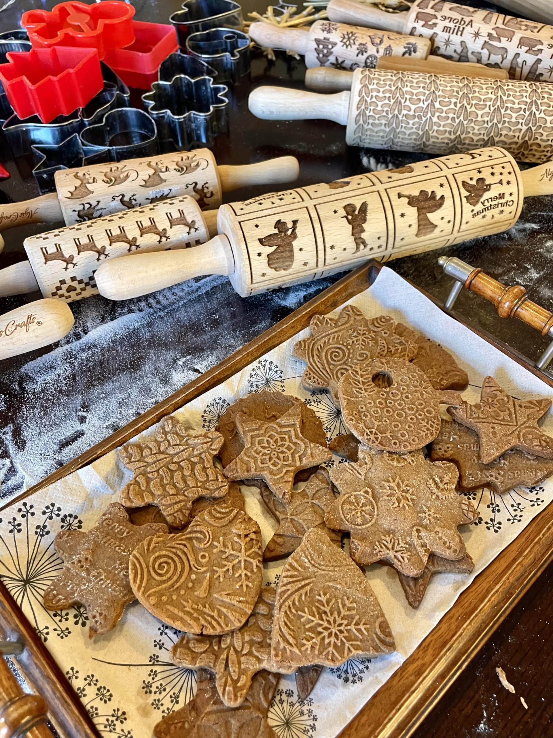 IRISH CLOVER KNOT Embossing Rolling Pin. Dough Roller with Shamrock Pattern for Homemade Cookies and Pottery by Algis Crafts