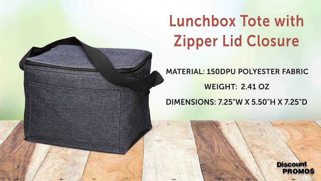 Insulated Cooler Lunch Bag Set of 10, Bulk Pack - Perfect for Work, Travel, Outdoor Events - Black