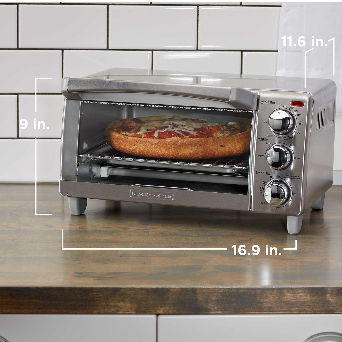 BLACK+DECKER 4-Slice Toaster Oven with Natural Convection, Stainless Steel, TO1760SS (TO1760SST-1)