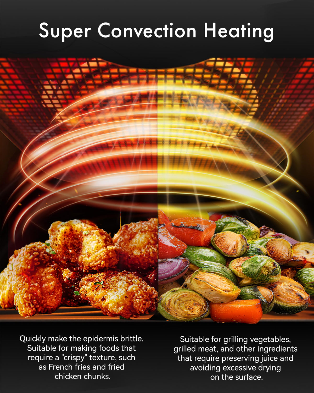 6Qt Stainless Steel Air Fryer Non Toxic, Ceramic Glaze, 120°F~450°F, 1700W