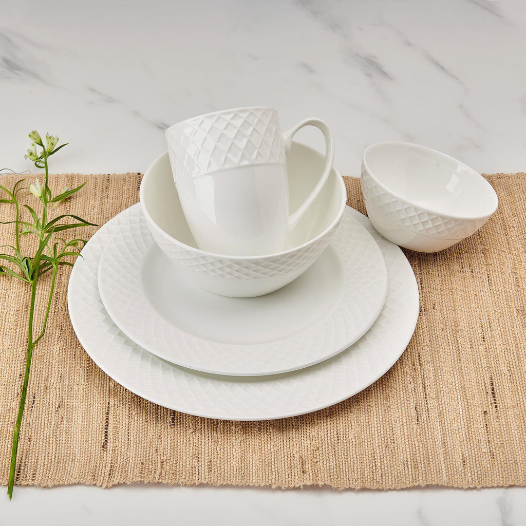 Mikasa Trellis Bone China Lightweight Chip Resistant 40 Piece Dinnerware Set, Service for 8