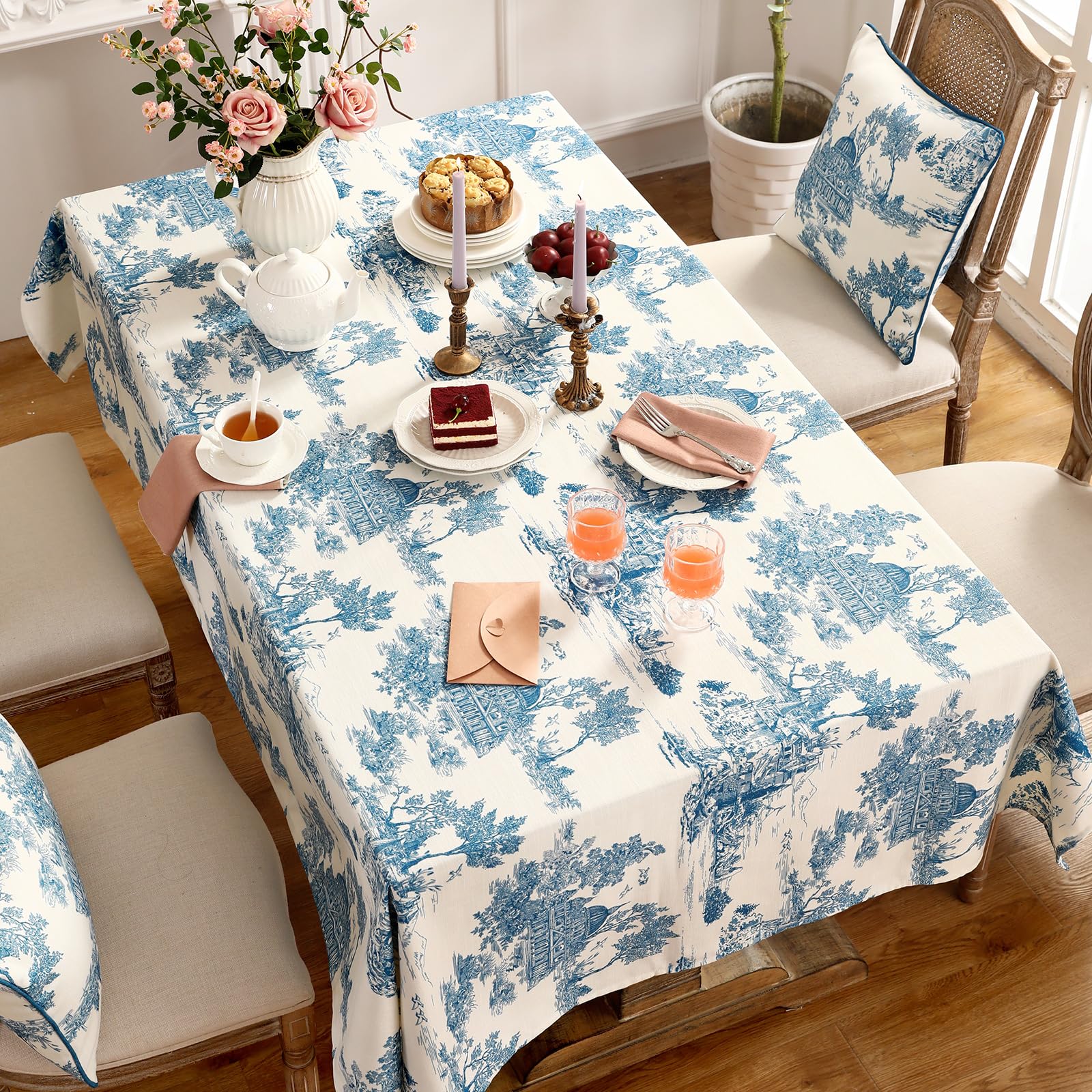 patdrea Elegant French Linen Tablecloth,Rectangular,94"x63"-Lucerne A