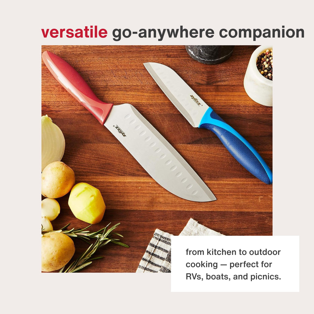 ZYLISS 2 Piece Santoku Knife Set with Sheath Covers, Stainless Steel