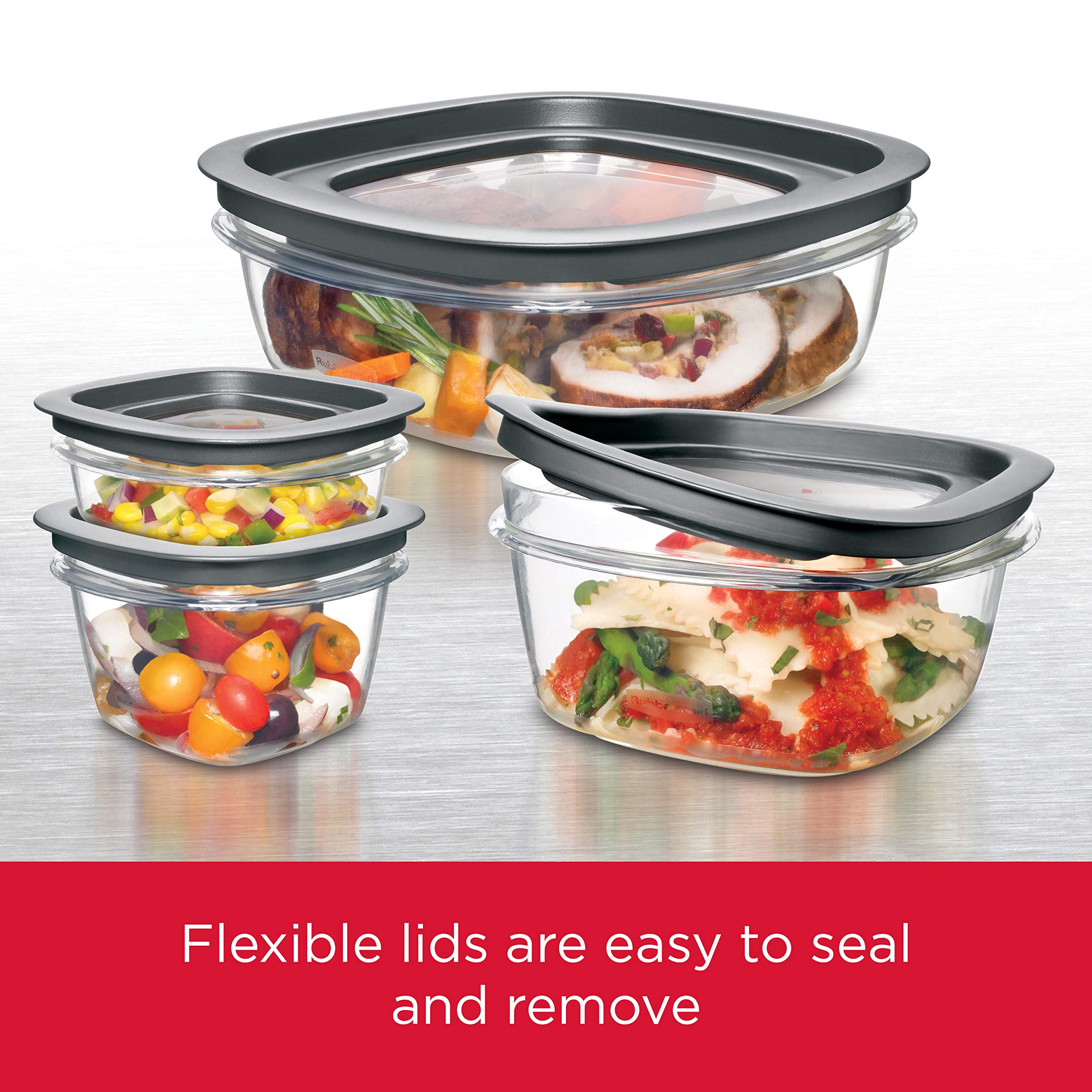 Rubbermaid Premier Food Storage Container, 10 Piece Set, Grey, BPA-Free, Microwave & Dishwasher Safe