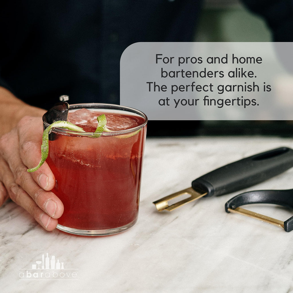 A Bar Above Channel Knife, White Ergonomic Handle Gold Blade, Citrus Peeler