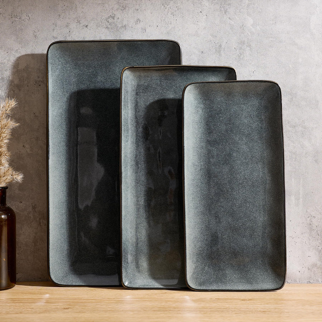 Famiware Serving Platters Set of 3 Sizes - Rectangular, Cappuccino White