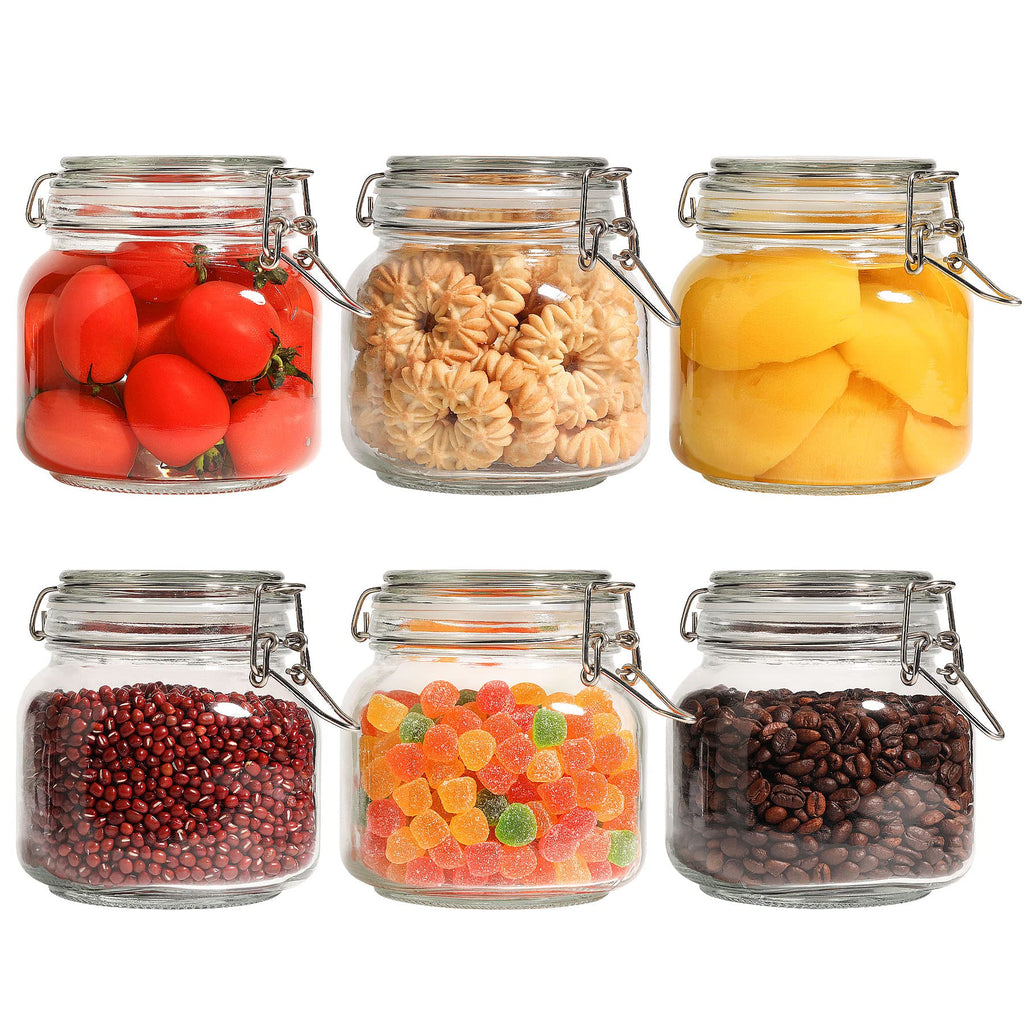 ComSaf Square Small 8 oz Glass Spice Jars with Airtight Lids 6 Pack Pantry