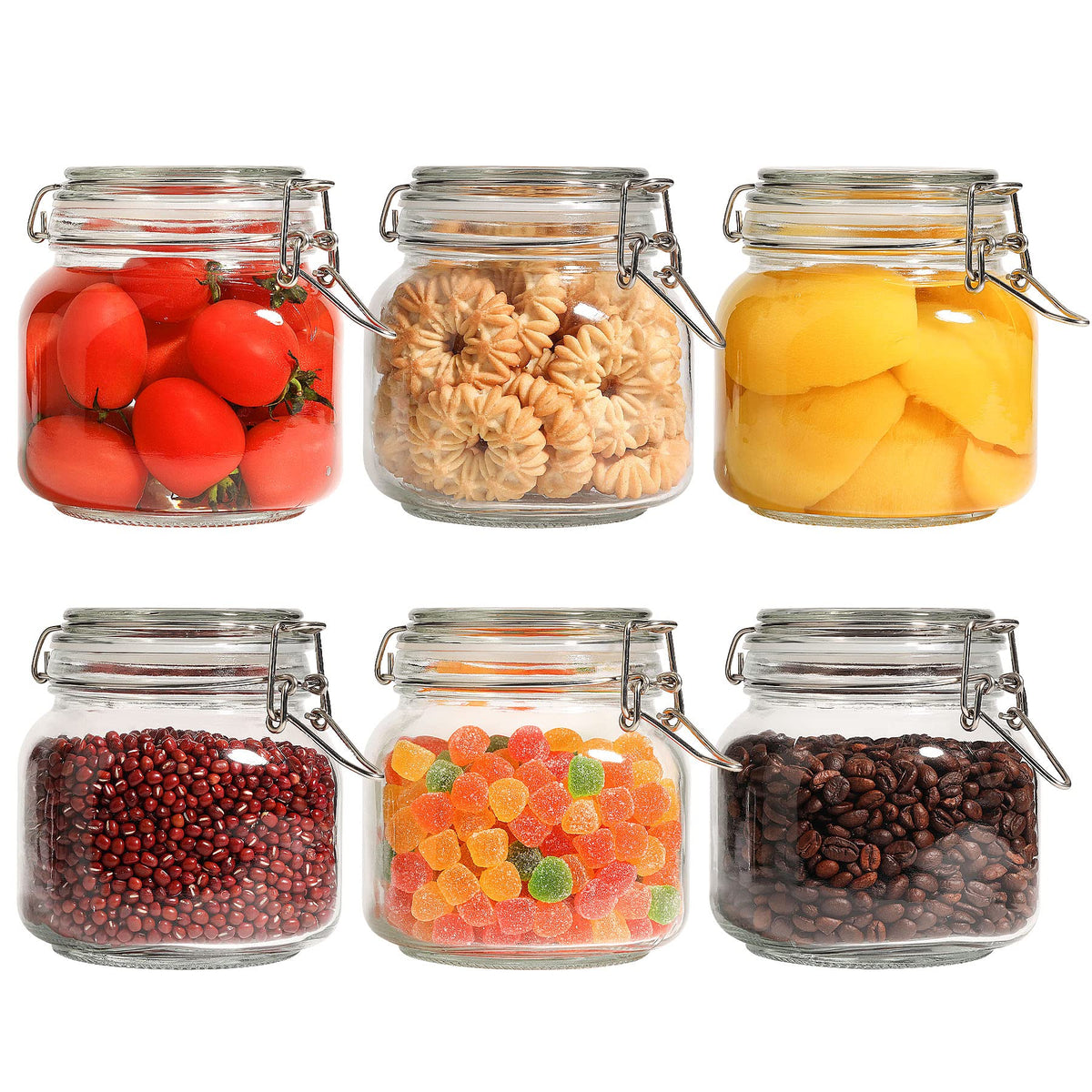 ComSaf Square Small 8 oz Glass Spice Jars with Airtight Lids 6 Pack Pantry