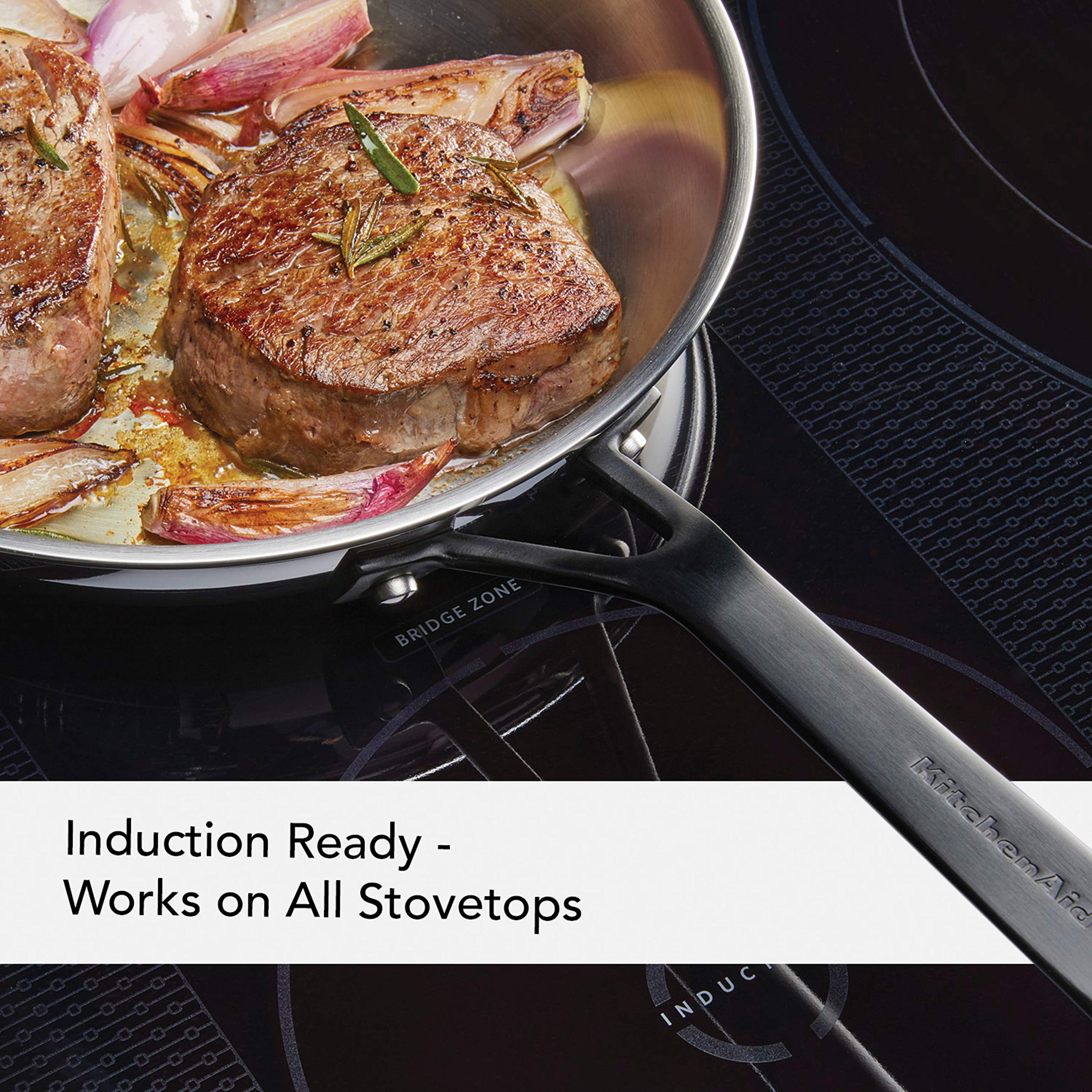 KitchenAid 5-Ply Clad Stainless Steel Induction Frying Pan Set, 2-Piece, Polished Stainless Steel