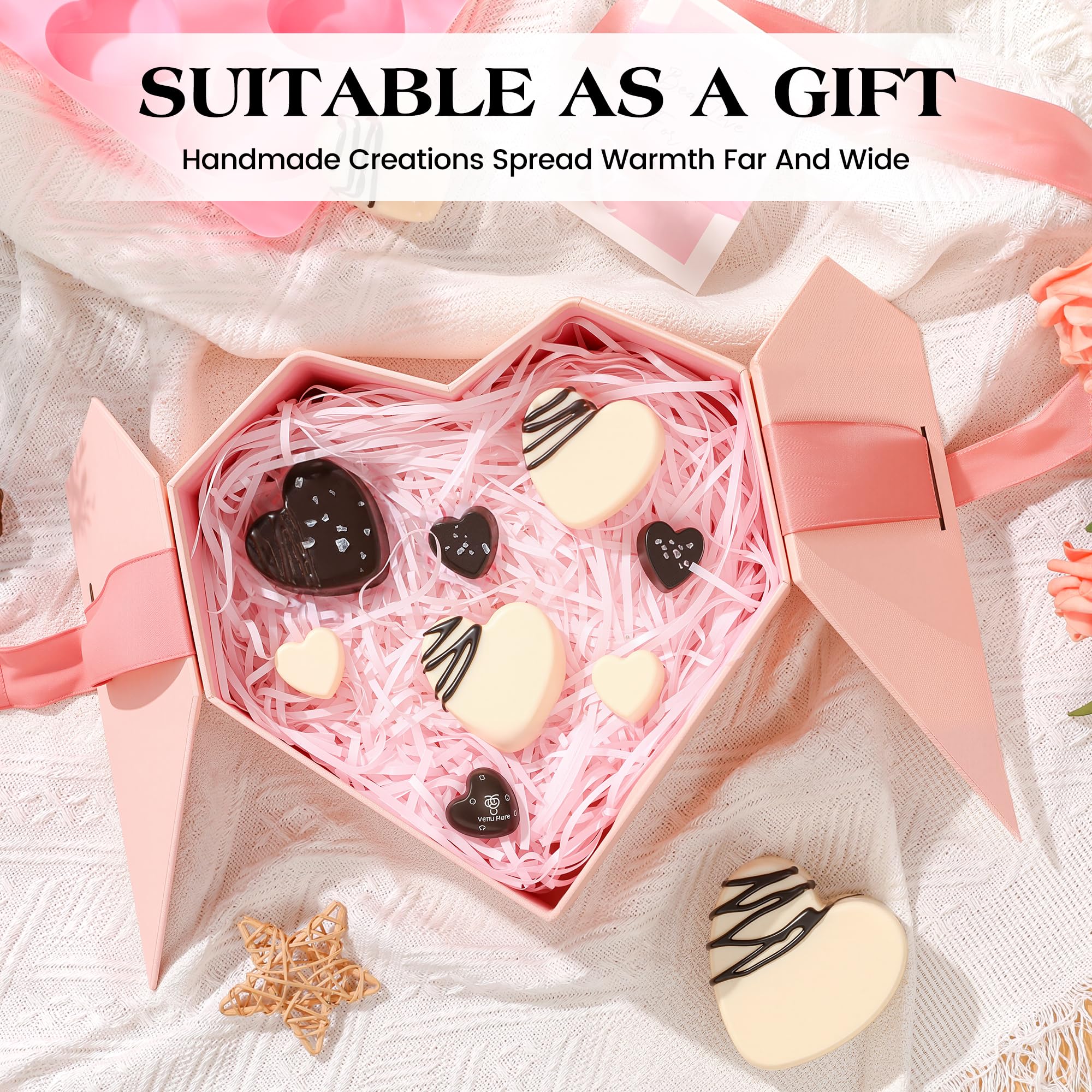 AOTASO 1 Inch Mini Heart Shaped Silicone Molds for Chocolate, Candy, Gummy, Soap (Set of 2, Pink)