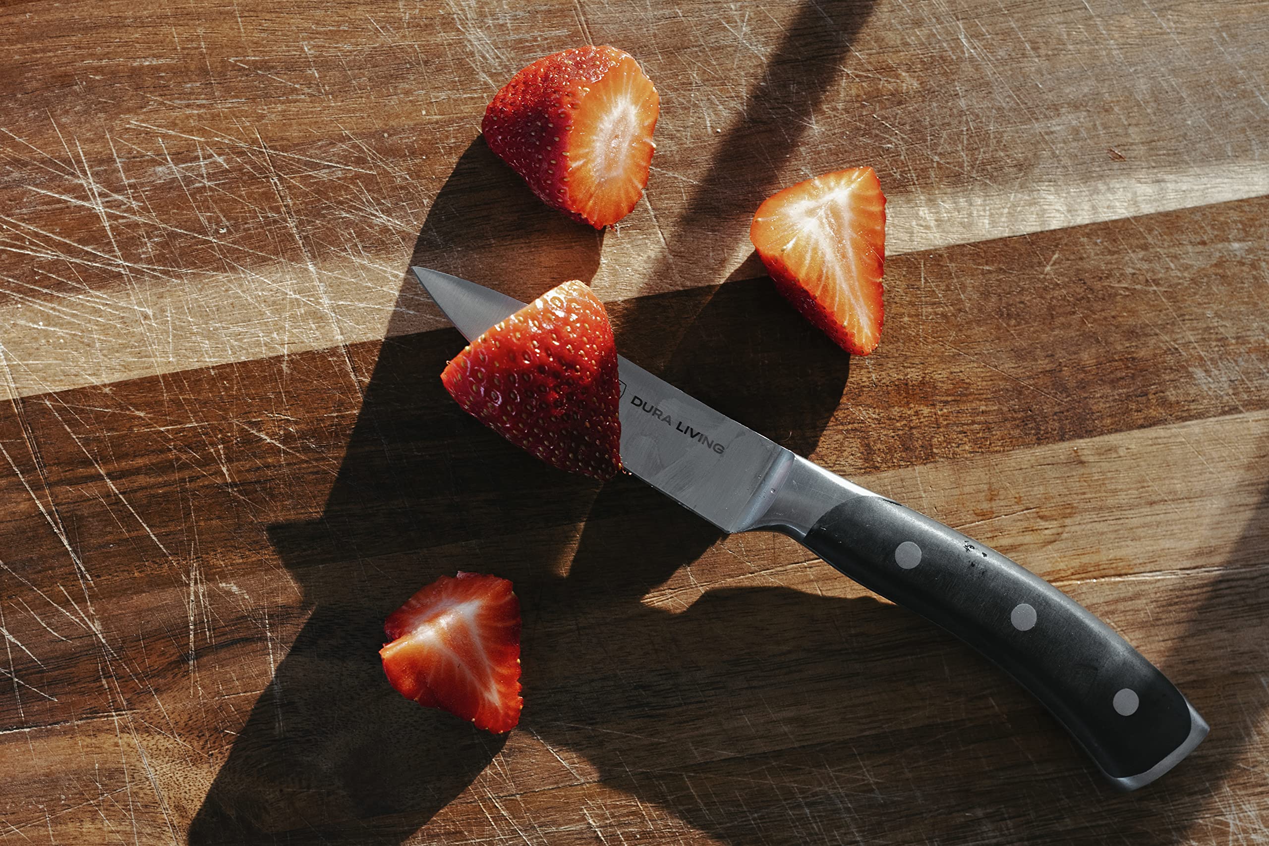 DURA LIVING 3.5-Inch Paring Knife – Ultra-Sharp German High Carbon Stainless Steel, Full Tang, Ergonomic Handle, Multipurpose Kitchen Knife for Chopping, Slicing, and Dicing, Black
