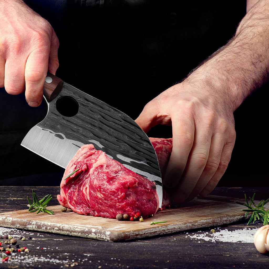 ROCOCO Butcher Cleaver Knife Set - 3PCS Serbian Chef Viking Boning Knife