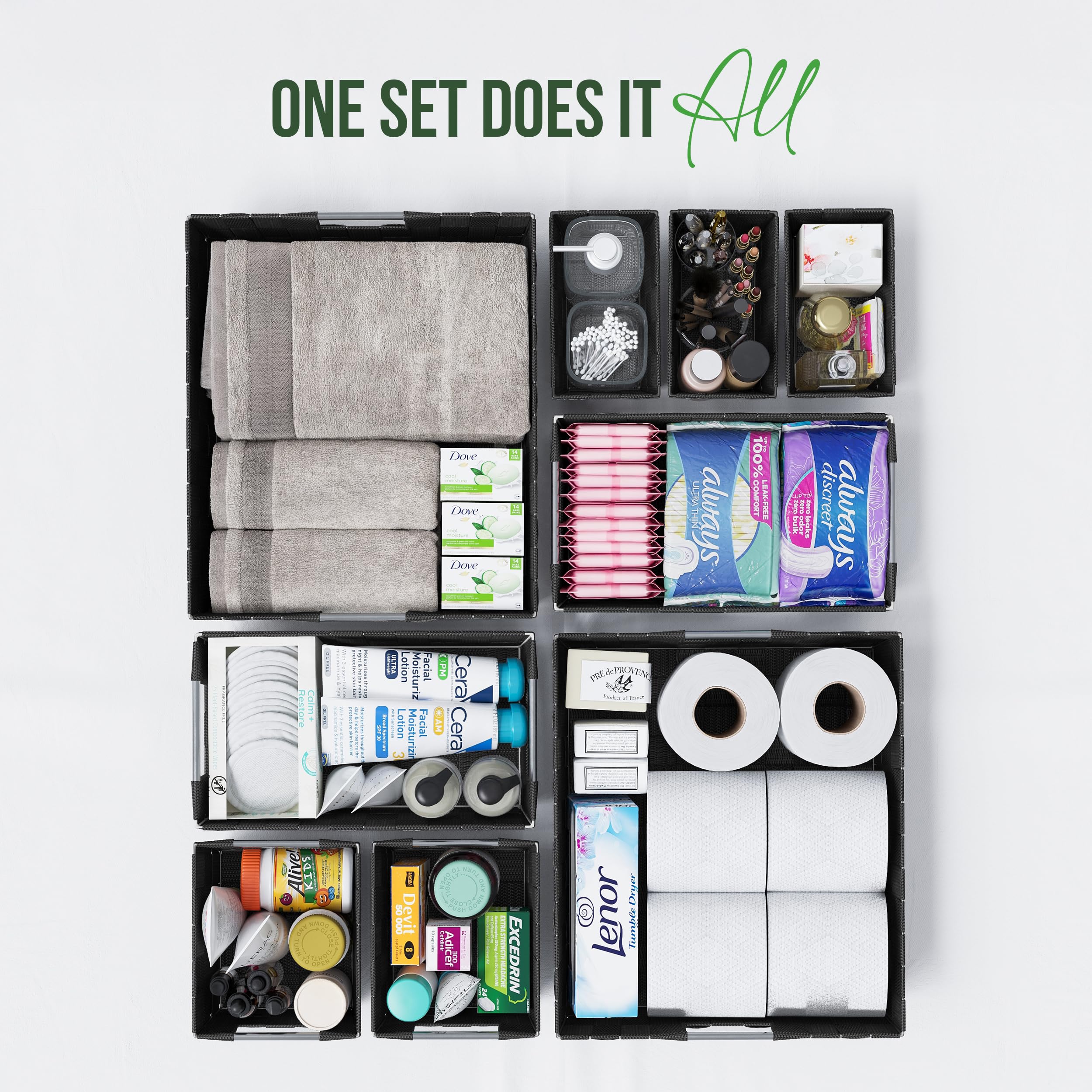 Baskets For Organizing Set Of 9 Black - Storage Baskets For Shelves - Perfect Closet Organizer Bins, Bathroom Basket, and Pantry Basket - Small Storage Bins For Shelves - Bin For Organization