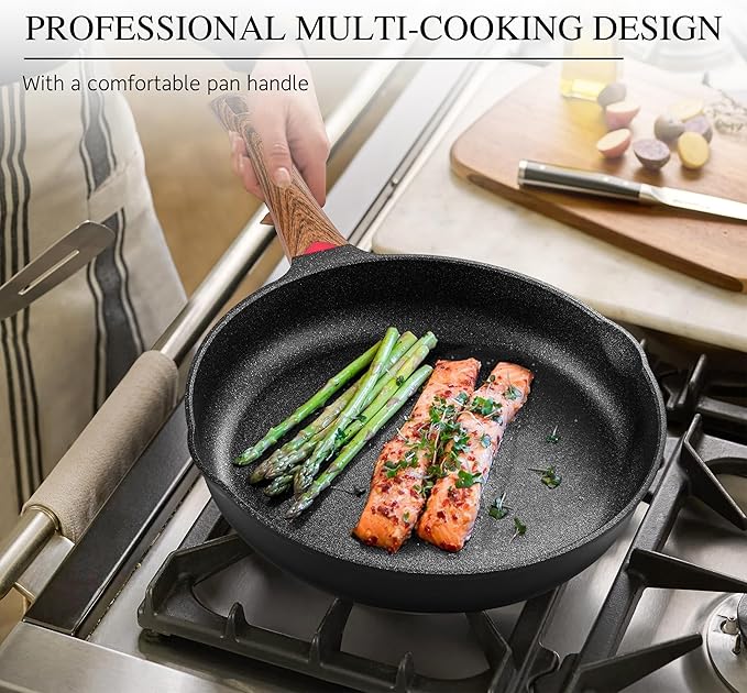Vinchef 11" Non Stick Frying Pans, Skillet with Lid Used for All Stoves, Induction Non Toxic Cookware, Cooking Pans Nonstick Capable of Kitchen