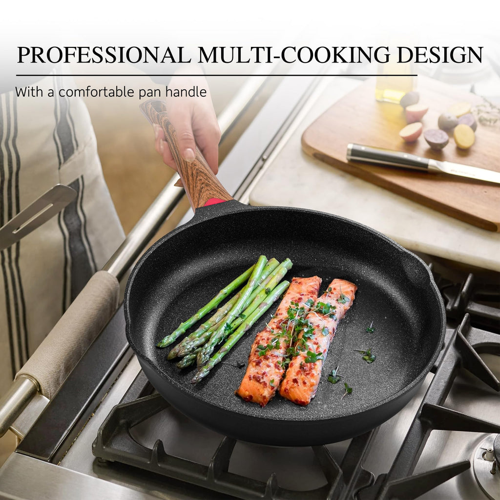 Vinchef 11 Inch Black Nonstick Frying Pan Skillet with Lid