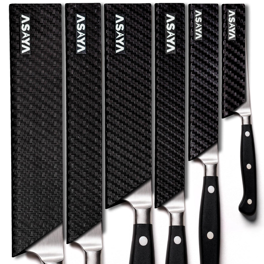 Asaya Professional Chef Knife Edge Guards – 2 Piece Steak Knives Universal Covers, 6.5" x 1.25" - Extra Strength ABS Plastic and Food Safe Kitchen Knife Sheath Covers – Knives Not Included (2 Piece S)