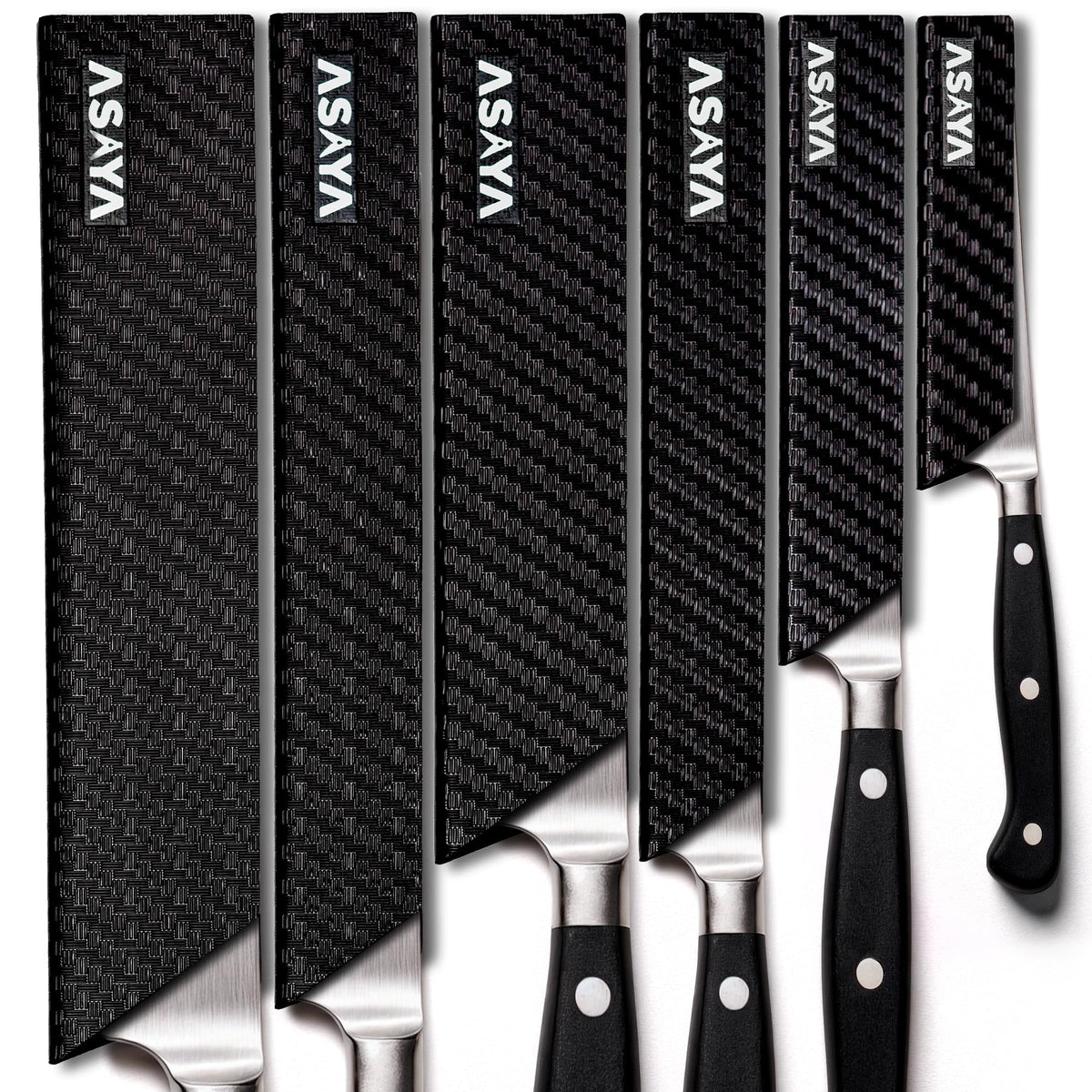 Asaya Professional Chef Knife Edge Guards – 2 Piece Steak Knives Universal Covers, 6.5" x 1.25" - Extra Strength ABS Plastic and Food Safe Kitchen Knife Sheath Covers – Knives Not Included (2 Piece S)