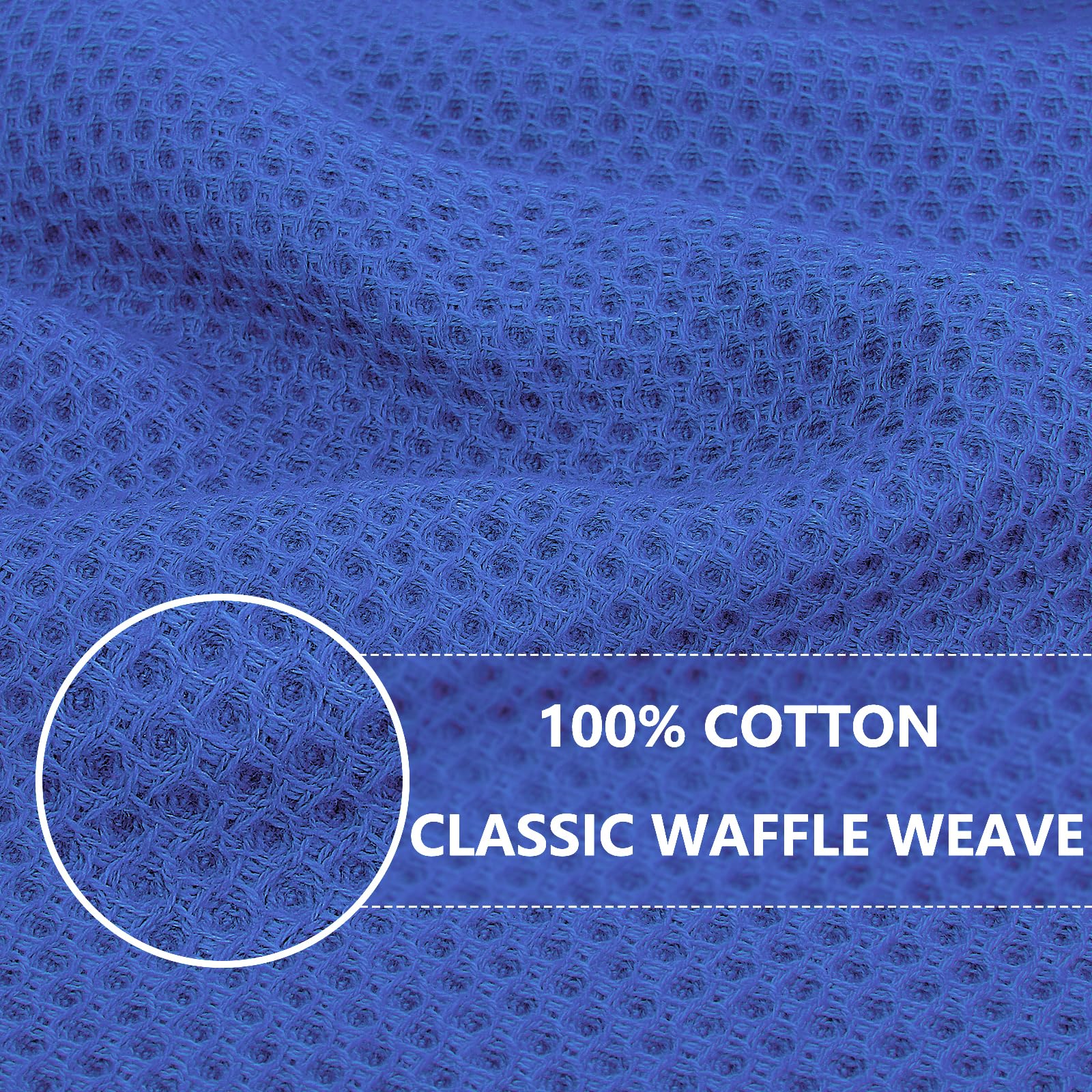Homaxy 100% Cotton Waffle Weave Kitchen Dish Cloths, Ultra Soft Absorbent Quick Drying Dish Towels, 12 x 12 Inches, 12-Pack, Blueberry