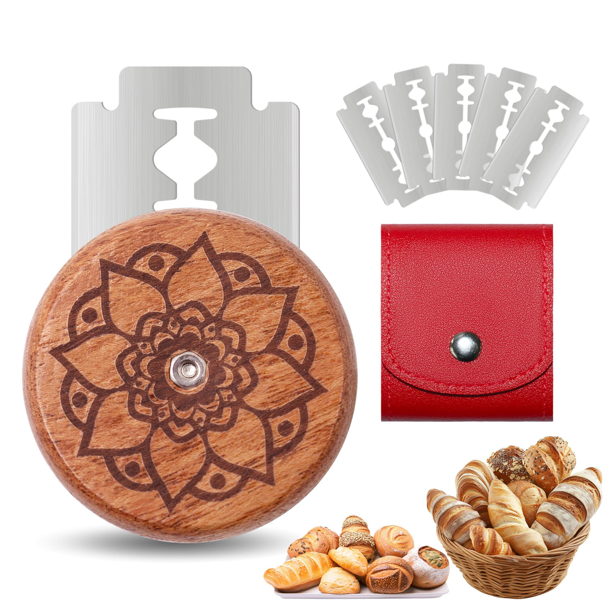Epritliber UFO Bread Lame Sourdough Scoring Tool Bread Scorer,Circle-red