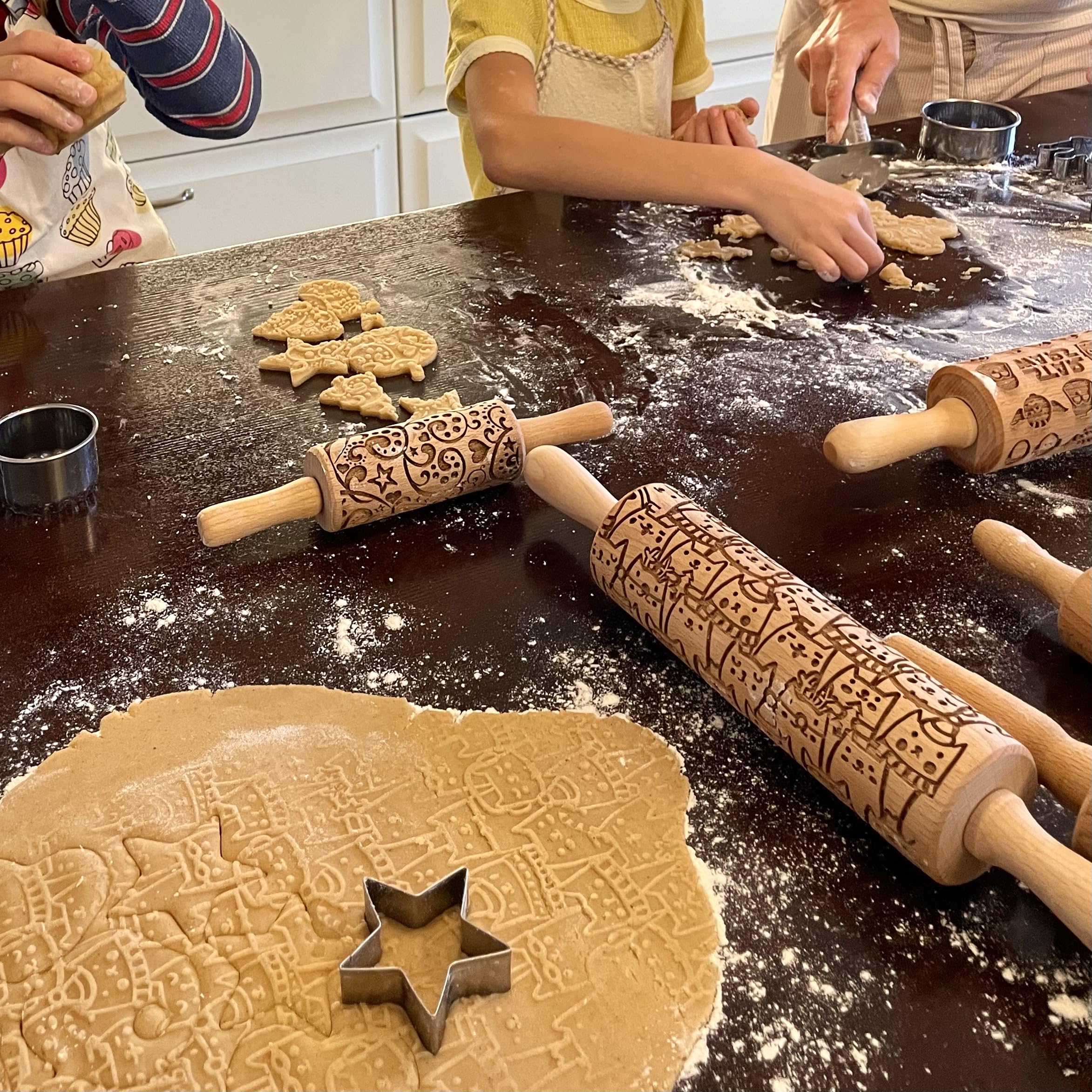 MOSS ROSE Embossed Rolling Pin for Ceramic. Clay Roller and Ceramic Stamp for Embossing Pottery. Baking Gifts for Women by Algis Crafts for Embossed Cookies