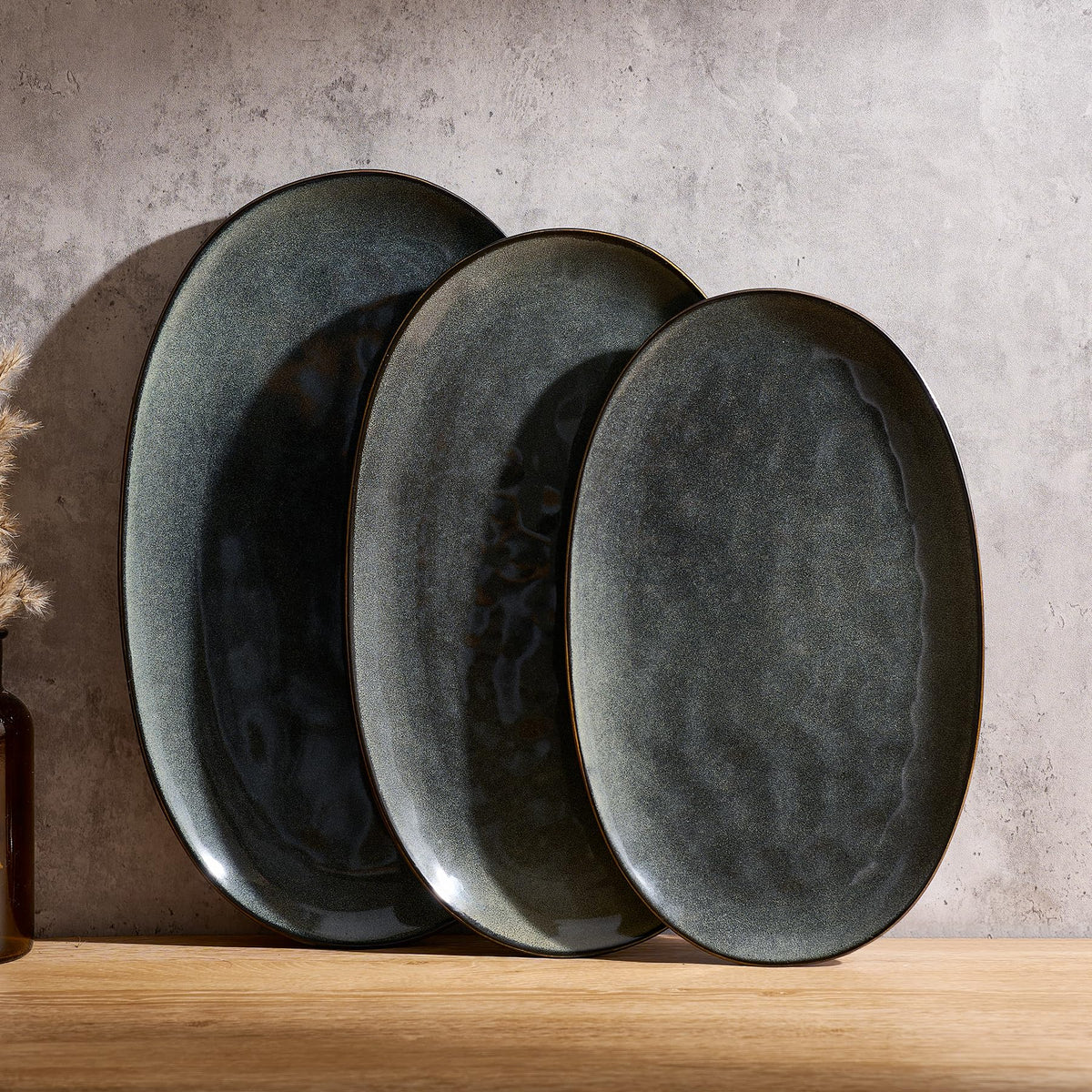 famiware Serving Platters Set of 3 Sizes - Oval, Matte White