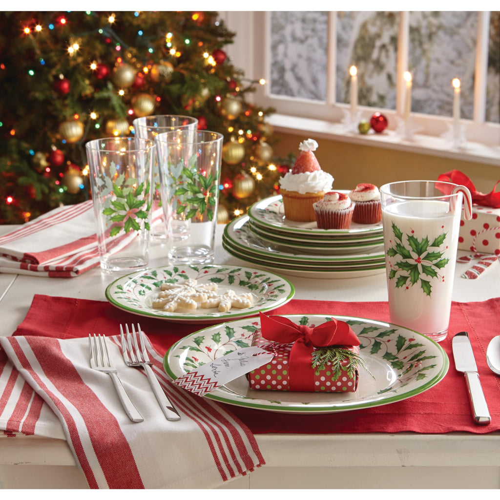 Lenox 863669 Holiday 4-Piece Melamine Dinner Plate Set, Christmas Dinnerware, Hosting