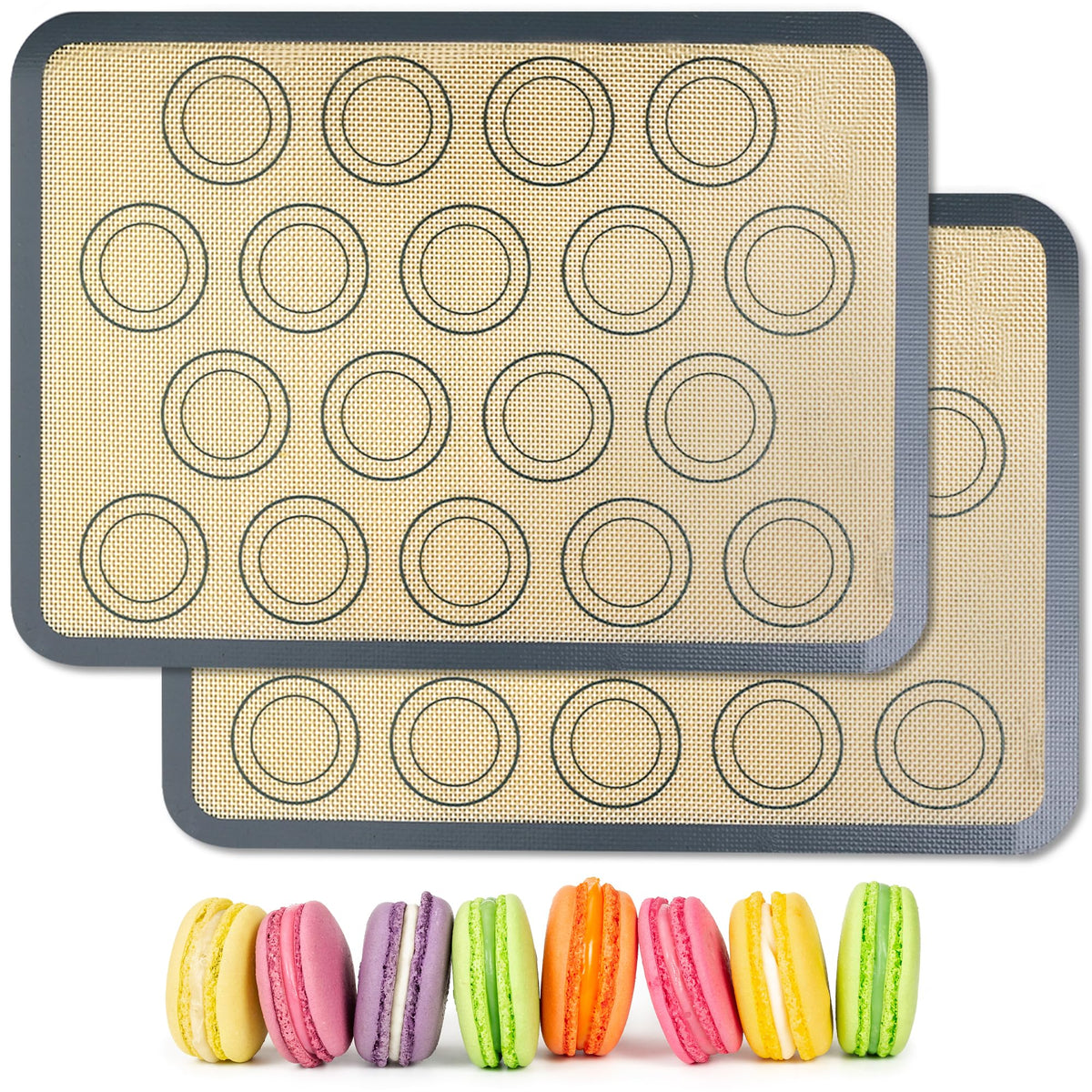 HOOMIL Macaron Silicone Baking Mats, 16.5 x 11.6 Inch, 2-Pack