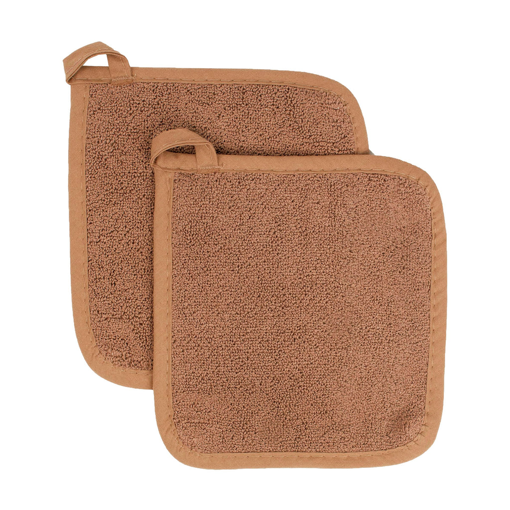 RITZ Terry Potholder & Hot Pad: Unparalleled Heat Resistant, Durable 100% Cotton – Ergonomically Designed for Optimal Grip – Easy-Care Machine Washable – 2-Pack, Copper