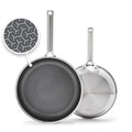 GreenPan Hybrid 2 Piece (9.5" & 11") Stainless Steel & Ceramic Skillet Set