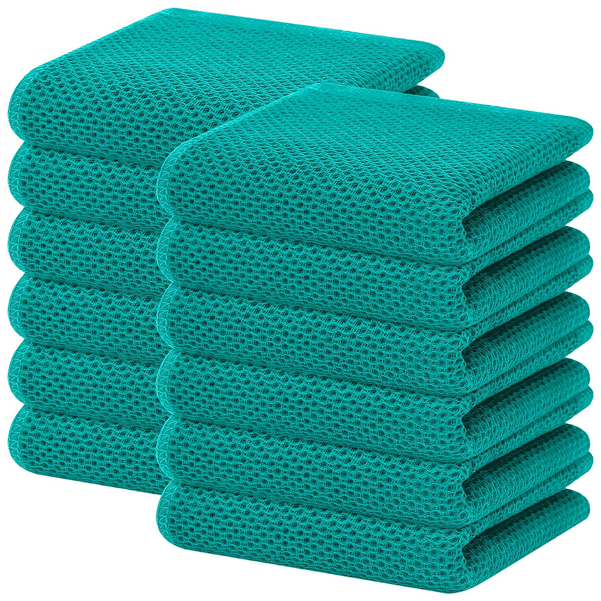 Homaxy 100% Cotton Waffle Weave Kitchen Dish Towels 12-Pack, Black