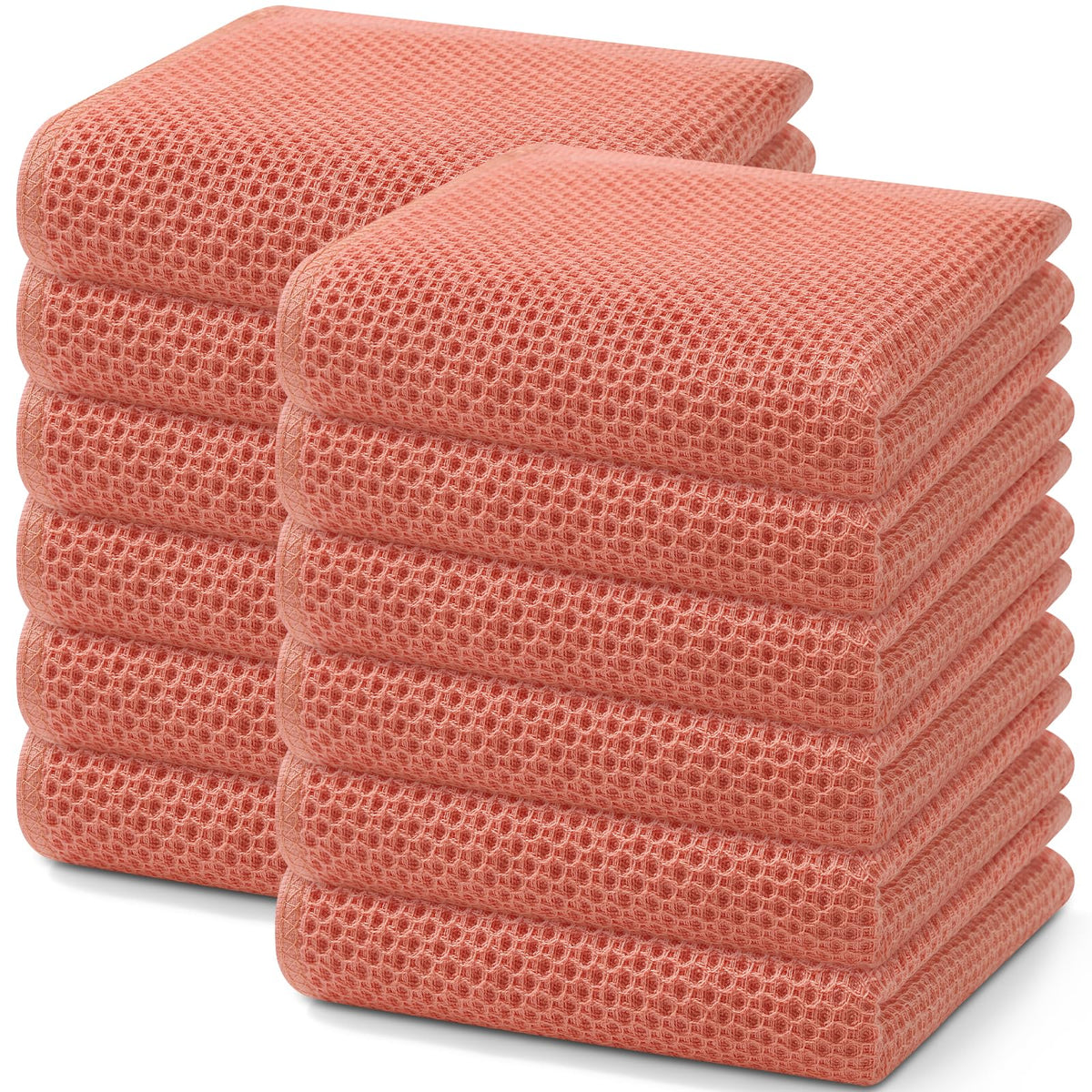 Homaxy 100% Cotton Waffle Weave Kitchen Dish Towels 12-Pack, Black