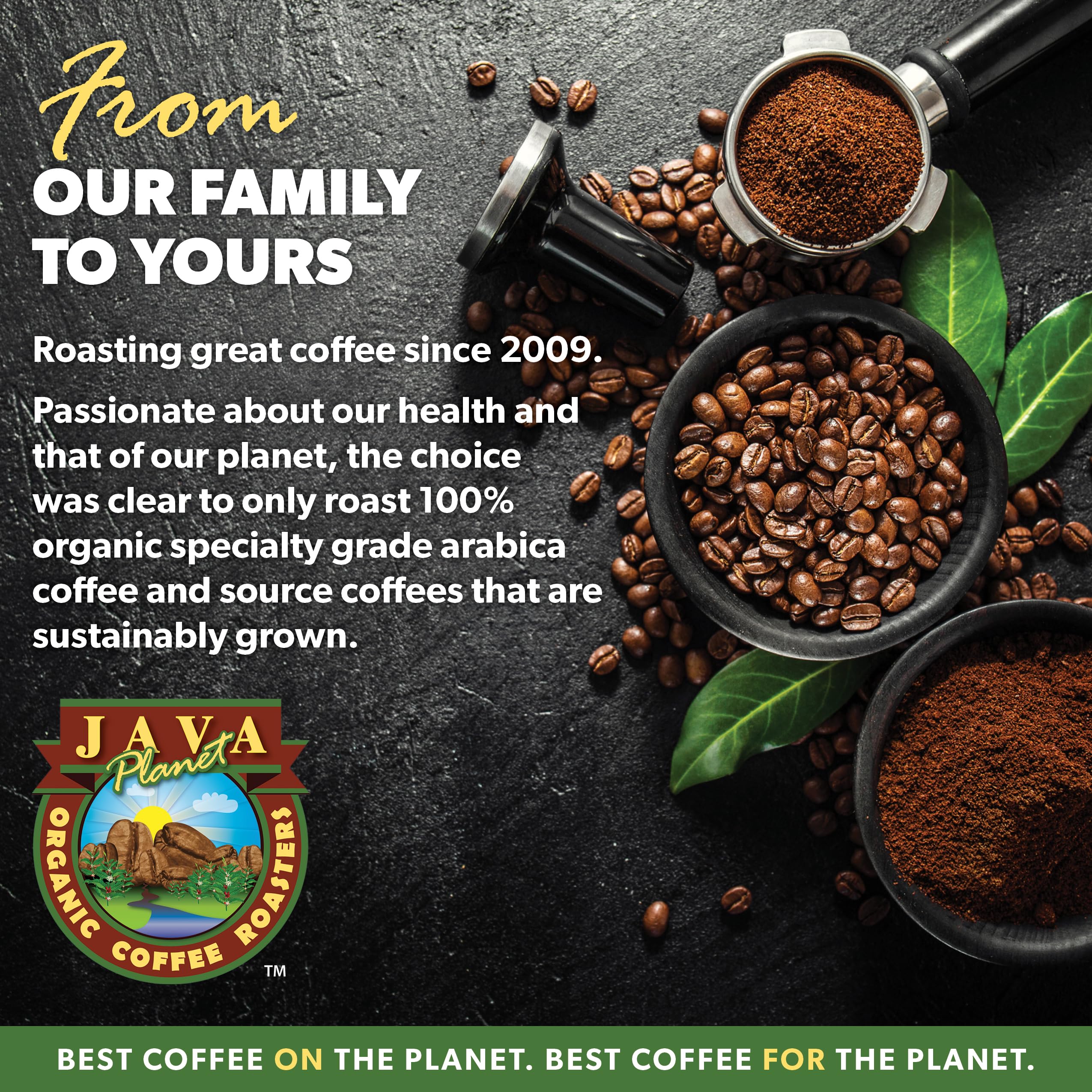 Java Planet Organic Espresso Beans, Whole Bean Dark Roast Coffee, 32 oz