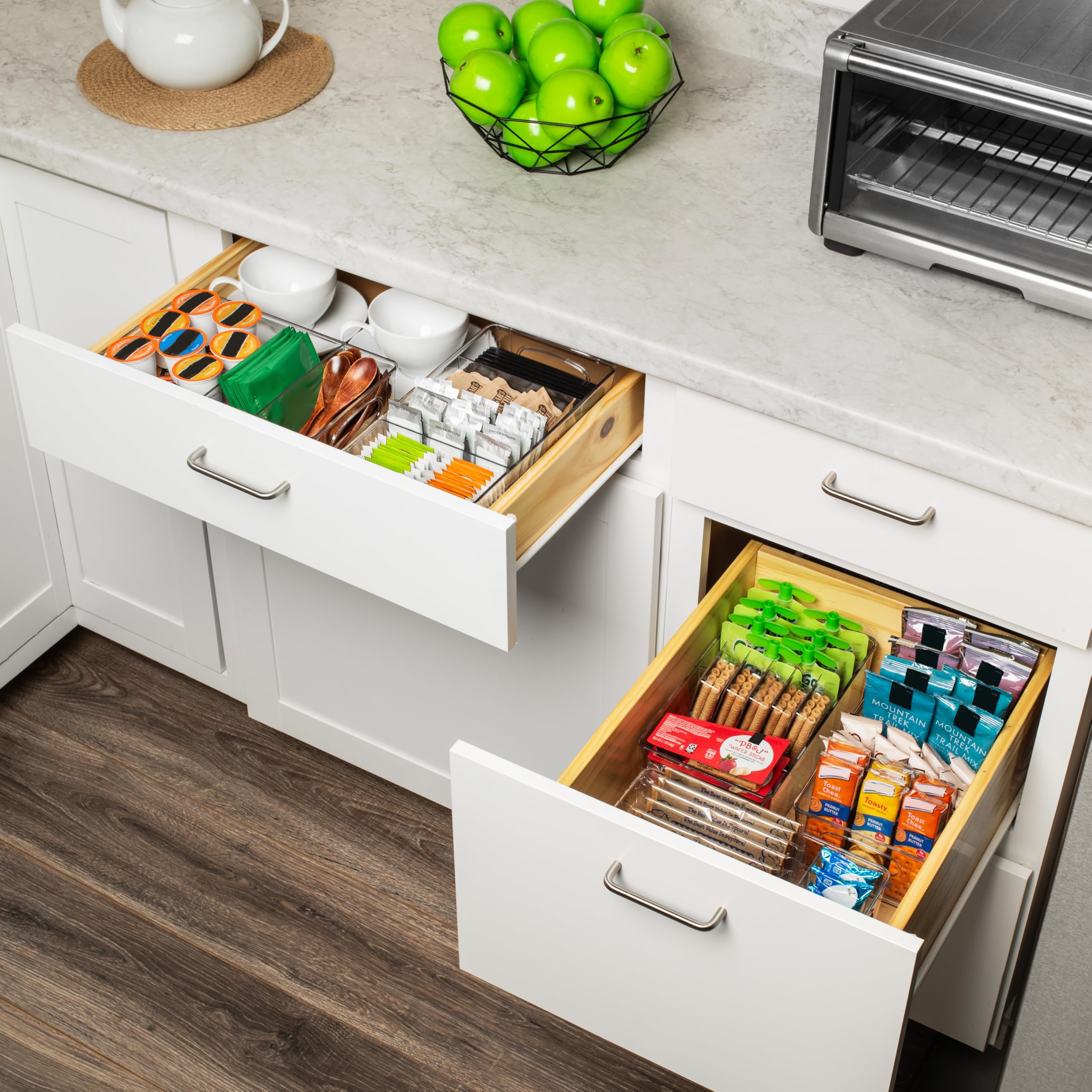 ClearSpace Pantry Organization and Storage Bins with Removable Dividers & Lids – Perfect Pantry Organizers or Kitchen Organization – Refrigerator Organizer Bins, Cabinet Organizers, 4 Pack