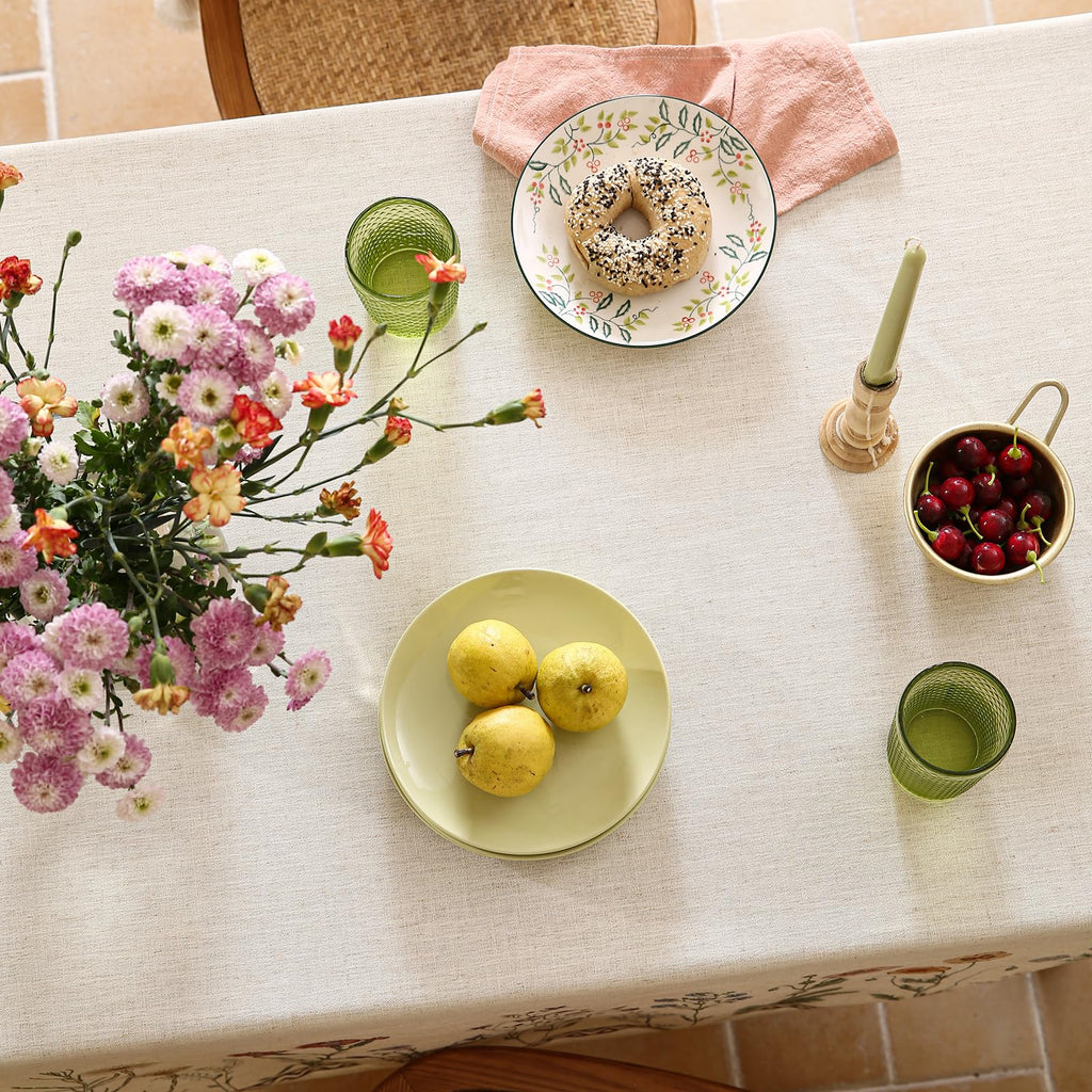 ISAENNE Designer Linen Rectangular Tablecloth,102"x63"-Serenity G