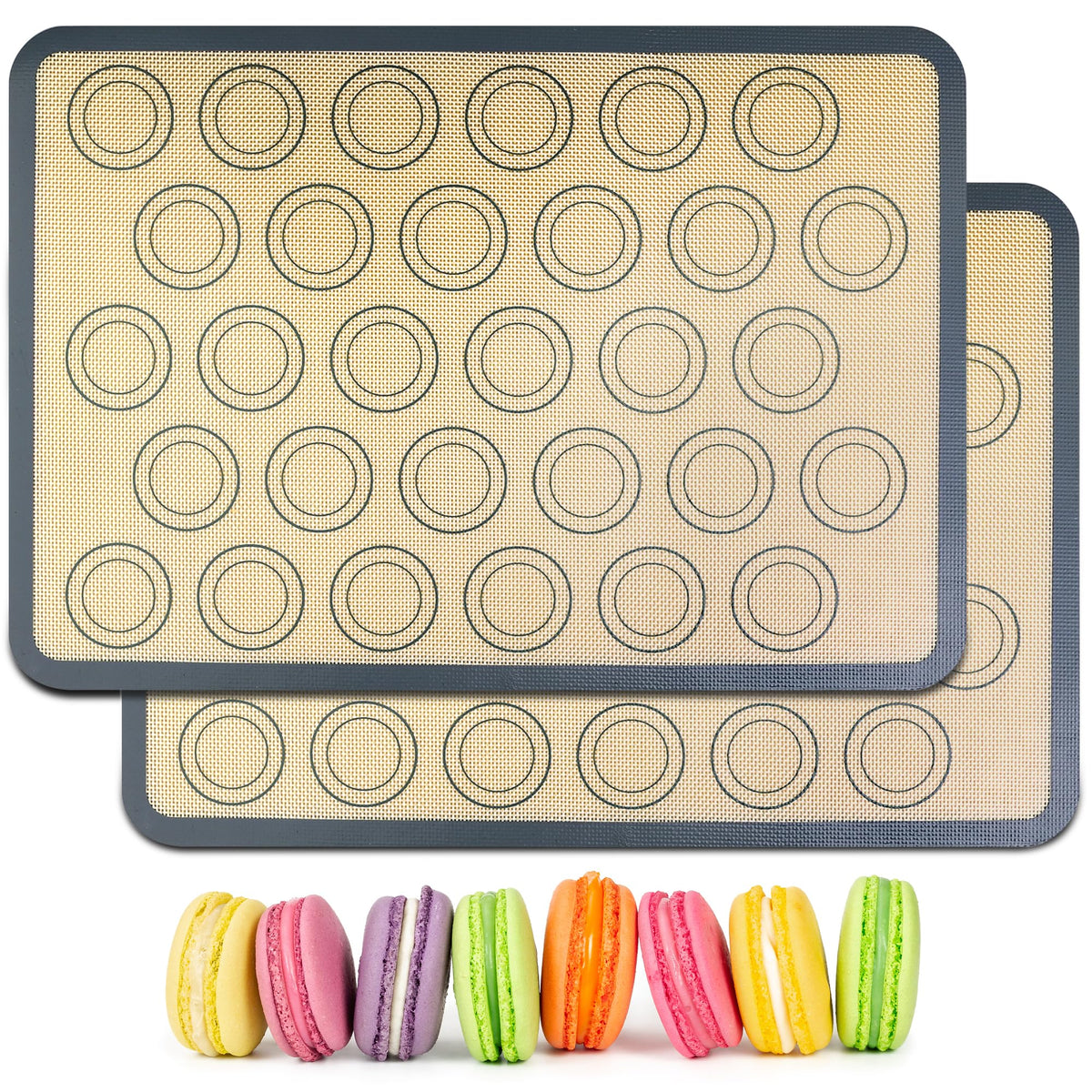 HOOMIL Macaron Silicone Baking Mats, 16.5 x 11.6 Inch, 2-Pack