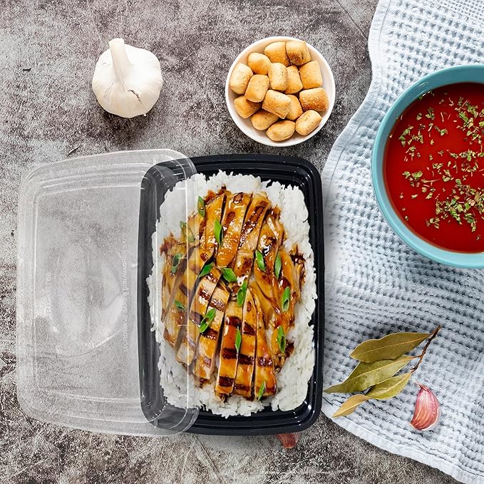 Ruthy's Outlet Meal Prep Containers W/Lids -Square Food Storage – BPA-Free| Stackable | Microwave | Freezer & Dishwasher Safe | Reusable Lunch Bento Box Portion Control & Planning (30 Pack, 32 oz)