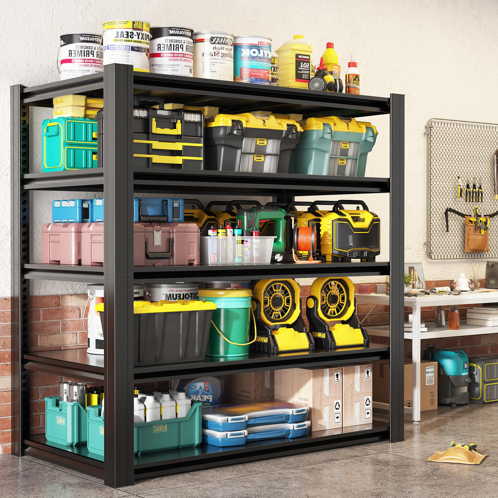mysteeldepot 72" H Garage Shelving, Heavy Duty Storage Shelves, Garage Storage Shelves, Adjustable 5 Tier Metal Shelving Unit, Utility Shelves for Garage Warehouse Backyard, 72" H×48" W×24" D