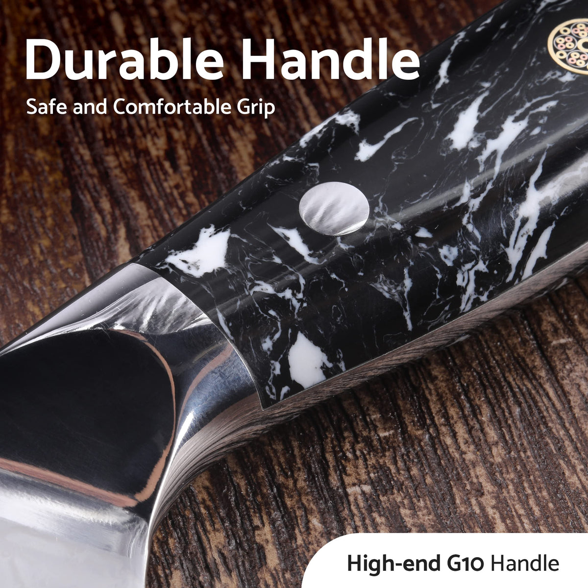 EXCALIBLADES 8” Chef Knife – VG10 Damascus Steel Kitchen Knife, Razor Sharp Professional Cooking Knife with Ergonomic G10 Handle, Luxury Gift Box & Sheath, Gift for Home Chefs