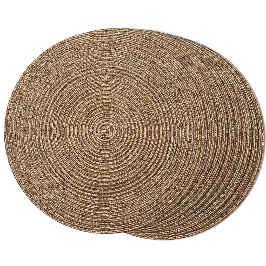 FunWheat Round Braided Placemats Set of 4 Place mats for Dining Tables Woven Heat Resistant Table Mats 15 inch (Wine,4pcs)