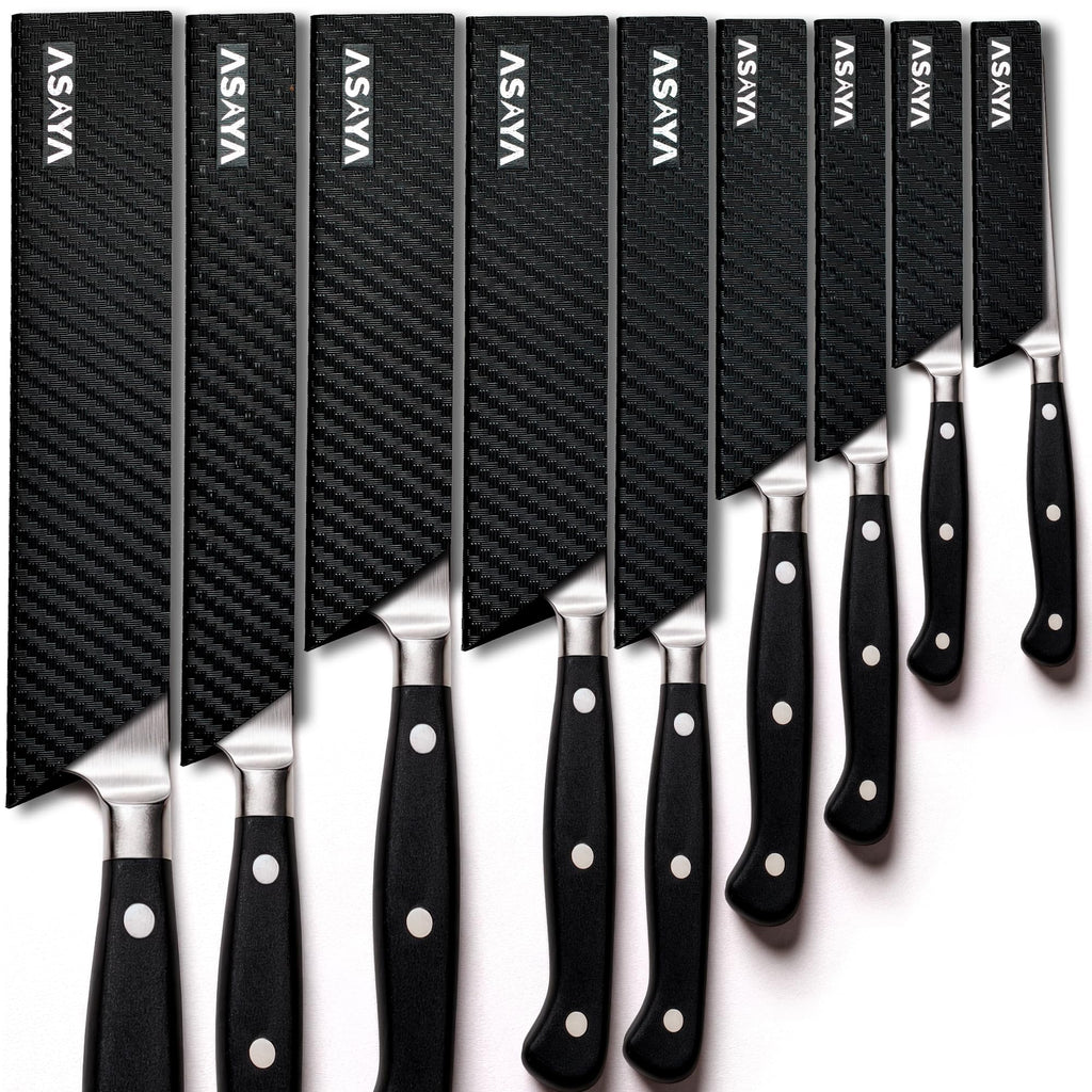 Asaya Professional Chef Knife Edge Guards – 2 Piece Steak Knives Universal Covers, 6.5" x 1.25" - Extra Strength ABS Plastic and Food Safe Kitchen Knife Sheath Covers – Knives Not Included (2 Piece S)