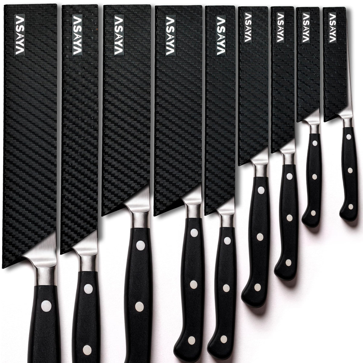 Asaya Professional Chef Knife Edge Guards – 2 Piece Steak Knives Universal Covers, 6.5" x 1.25" - Extra Strength ABS Plastic and Food Safe Kitchen Knife Sheath Covers – Knives Not Included (2 Piece S)