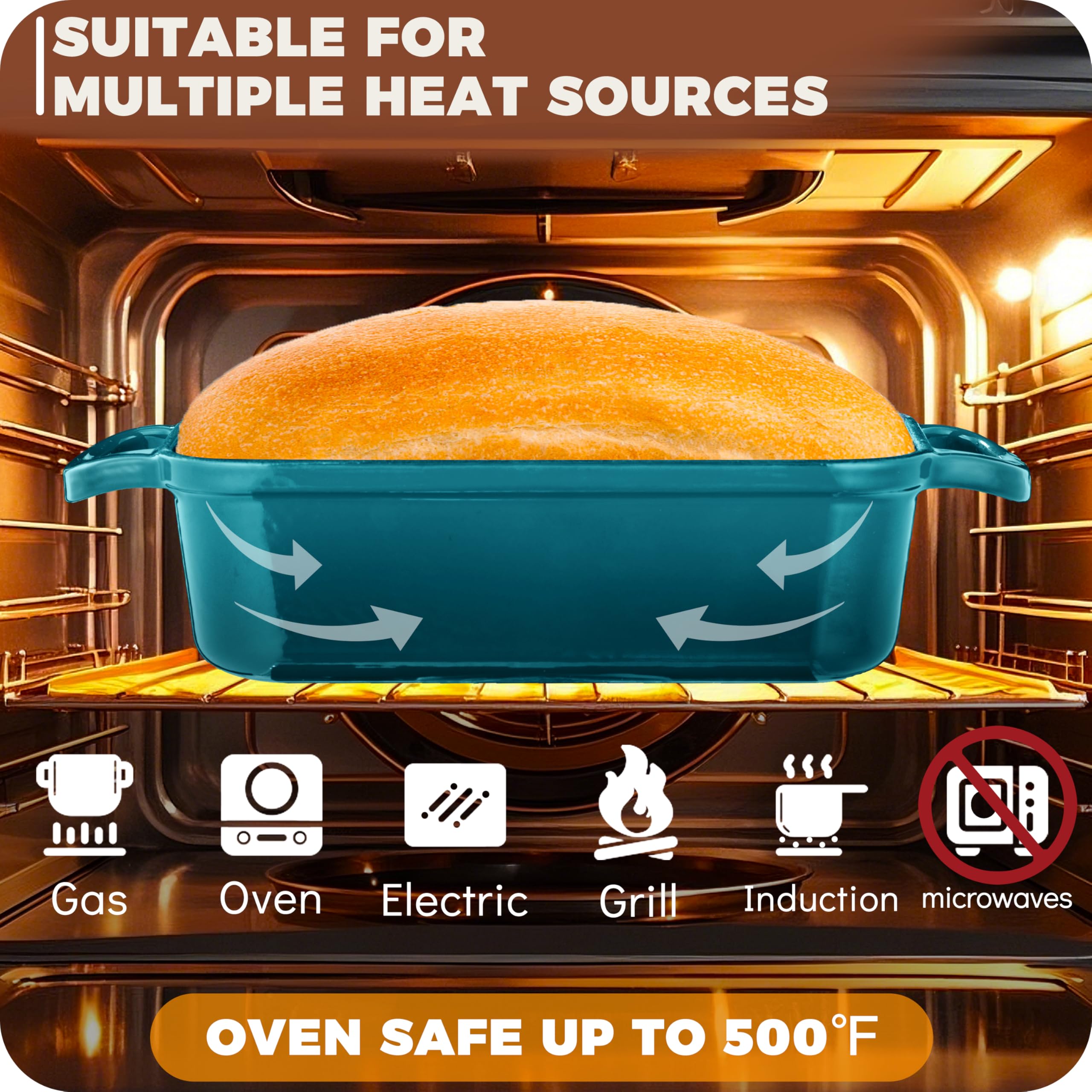Articasting Cast Iron Loaf Pan with Lid, 9x5 Loaf Pans for Homemade Bread