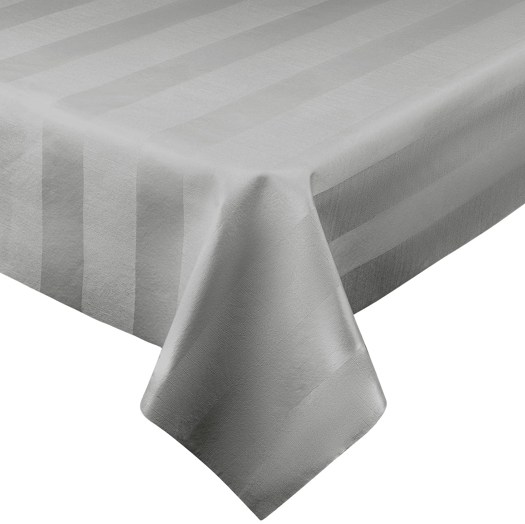 Luxury Table Protector Pad, 2 in 1 Table pad + Great Looking Tablecloth - Heat Resistant, Spill & Stain Proof - Flannel Backing (Ivory - Silk Stripe, 54x72)