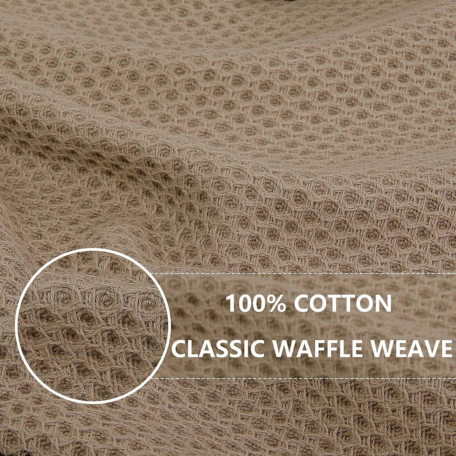 Homaxy 100% Cotton Waffle Weave Kitchen Dish Towels, Ultra Soft Absorbent Quick Drying Cleaning Towel, 13 x 28 Inches, 8-Pack, Tan