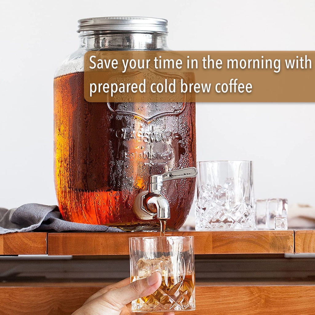 BTaT- 1 Gallon Cold Brew Coffee Maker, Thick Glass Pitcher