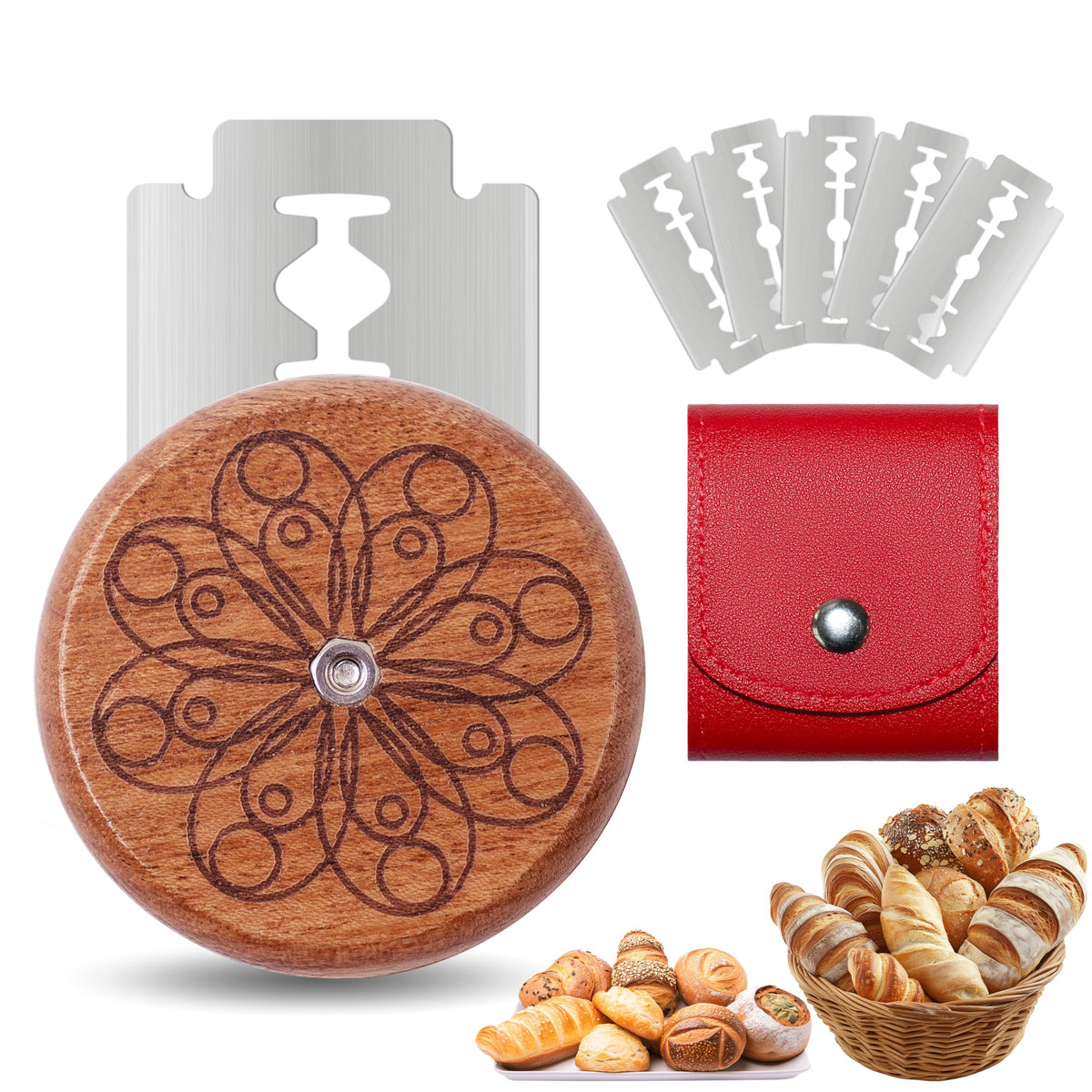 Epritliber UFO Bread Lame Sourdough Scoring Tool Bread Scorer,Circle-red