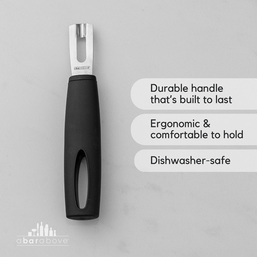 A Bar Above Channel Knife, White Ergonomic Handle Gold Blade, Citrus Peeler